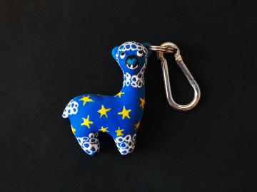 Schlüsselanhänger Kautschuk Alpaca blau Kringel