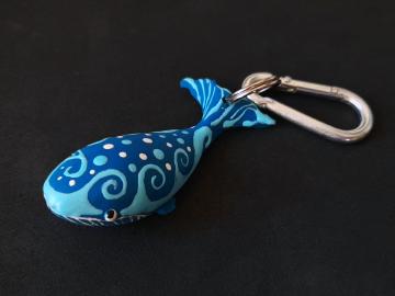 Schlüsselanhänger Kautschuk Wal blau Wellen