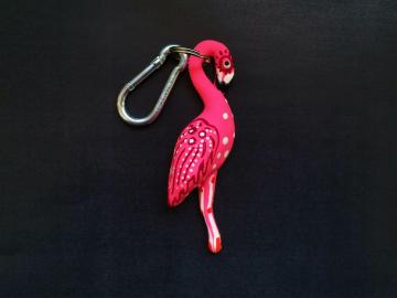  Schlüsselanhänger Kautschuk Flamingo pink weiss gemustert 