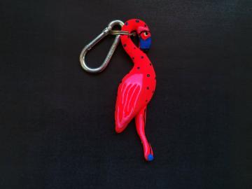 Schlüsselanhänger Kautschuk Flamingo pink blau gepunktet 