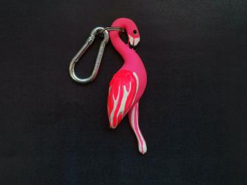 Schlüsselanhänger Kautschuk Flamingo pink weiss 