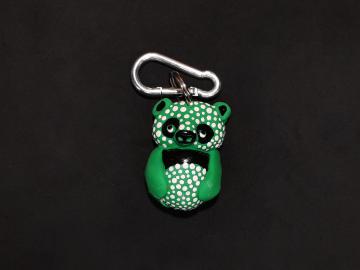 Schlüsselanhänger Kautschuk Panda grün Punkte