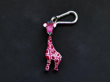 Schlüsselanhänger Kautschuk Giraffe pink gemustert
