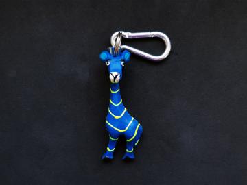 Schlüsselanhänger Kautschuk Giraffe blau  gestreift