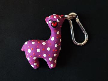 Schlüsselanhänger Kautschuk Alpaca pink Punkte