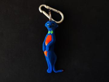 Schlüsselanhänger Kautschuk Erdmännchen blau 