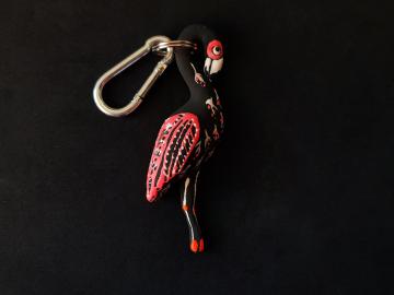 Schlüsselanhänger Kautschuk Flamingo schwarz gemustert