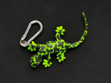 Schlüsselanhänger Kautschuk Gecko grün getigert