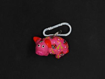 Schlüsselanhänger Kautschuk Schwein pink bringt doppelt Glück