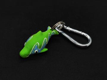Schlüsselanhänger Kautschuk Delfin s grün Welle