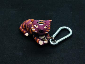 Schlüsselanhänger Kautschuk Tiger braun