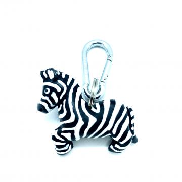 Schlüsselanhänger Kautschuk Zebra schwarz weiss