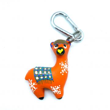 Schlüsselanhänger Kautschuk Alpaca orange Schneeflocken