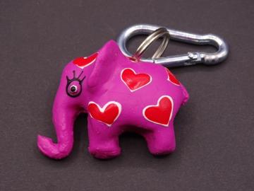 Schlüsselanhänger Kautschuk Elefant pink