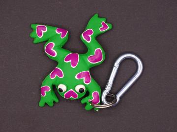 Schlüsselanhänger Kautschuk Frosch grün Herzen