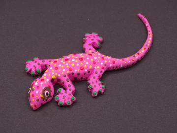 Magnet Kautschuk Gecko pink, getupft