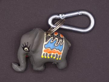 Schlüsselanhänger Kautschuk Elefant grau