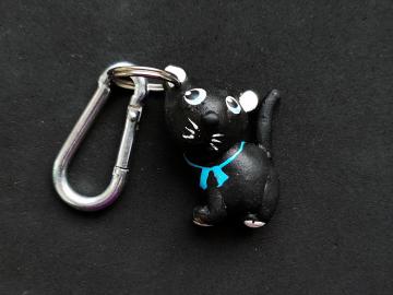 Schlüsselanhänger Kautschuk Katzen s schwarz schöne Augen 
