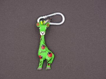 Schlüsselanhänger Kautschuk Giraffe grün Marienkäfer