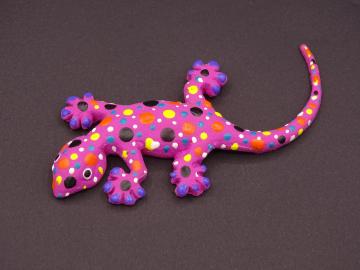 Magnet Kautschuk Gecko pink verschiedene Punkte