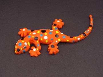 Magnet Kautschuk Gecko orange gepunktet