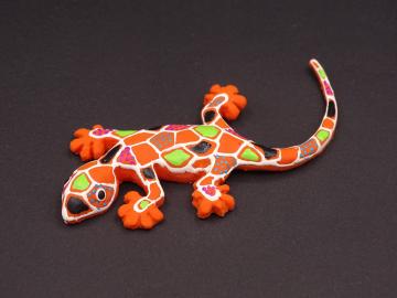 Magnet Kautschuk Gecko orange gemustert