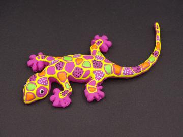  Magnet Kautschuk Gecko pink gemustert