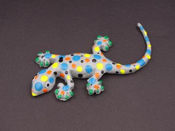 Magnet Kautschuk Gecko grau gepunktet