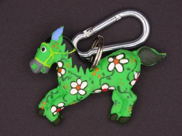 Schlüsselanhänger Kautschuk Pferd grün Blumen