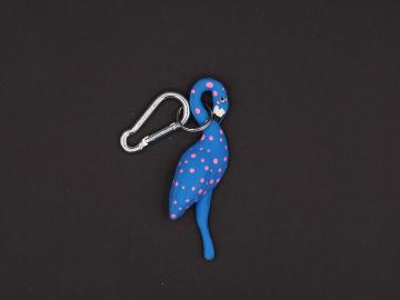 Schlüsselanhänger Kautschuk Flamingo blau gepunktet 