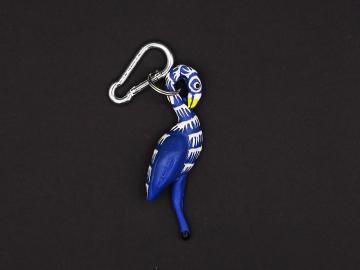 Schlüsselanhänger Kautschuk Flamingo blau weiss gefedert