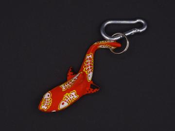 Schlüsselanhänger Kautschuk Haifisch L orange Fischgräten
