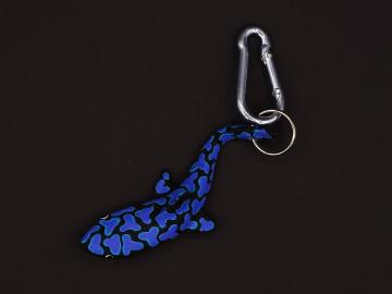 Schlüsselanhänger Kautschuk Haifisch L schwarz blau getigert 