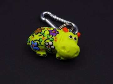 Schlüsselanhänger Kautschuk Hippo gelb Blumen 