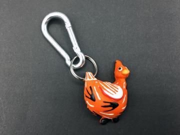Schlüsselanhänger Kautschuk Hühner orange Federn  